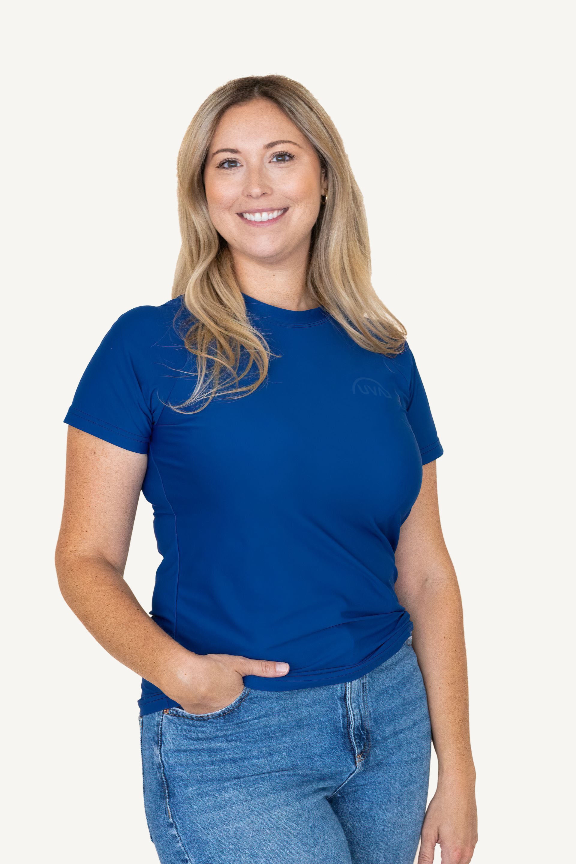 Women's UPF50+ Logo Top Blue