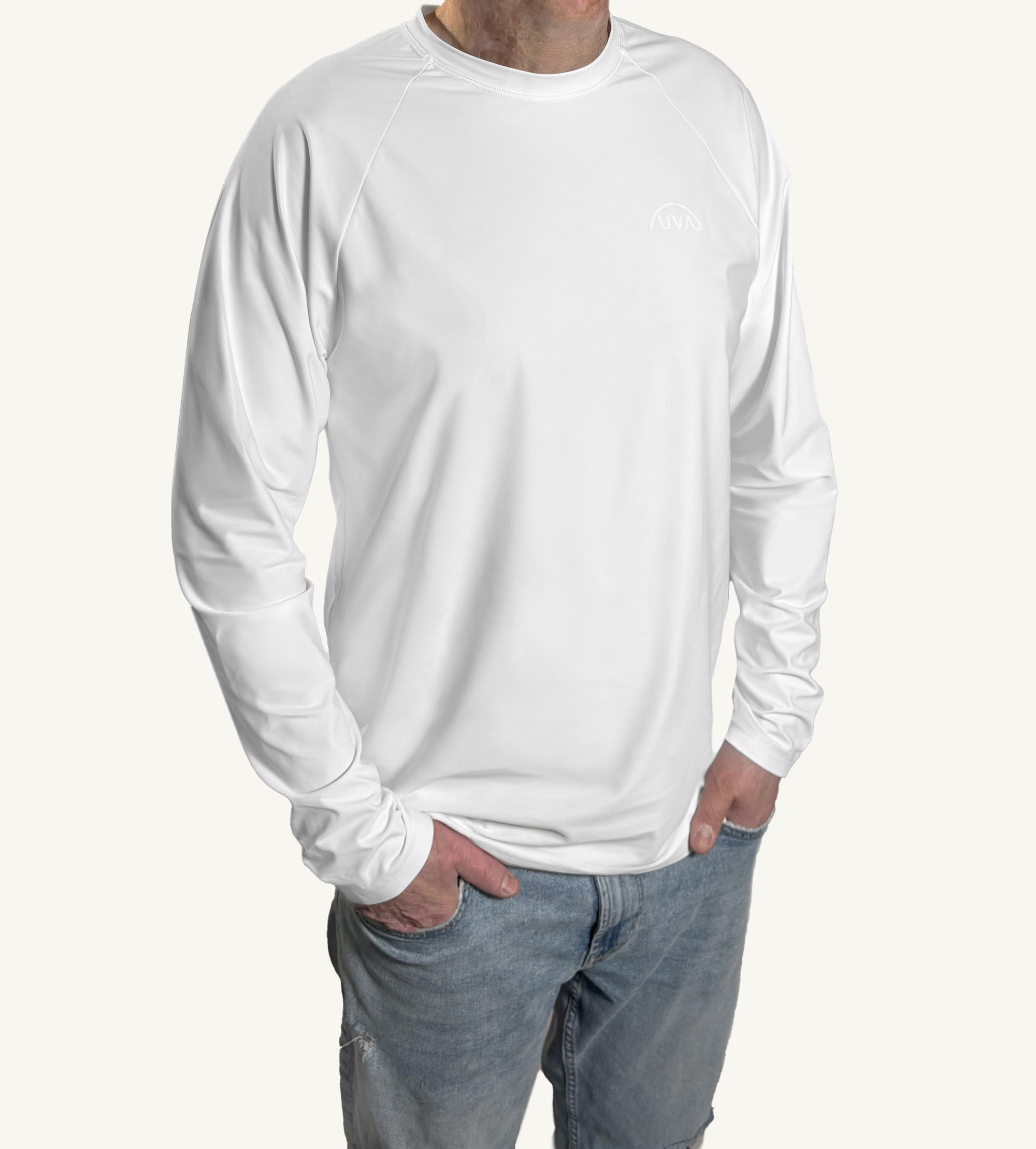 Men's/Unisex UPF50+ White Logo T-shirt