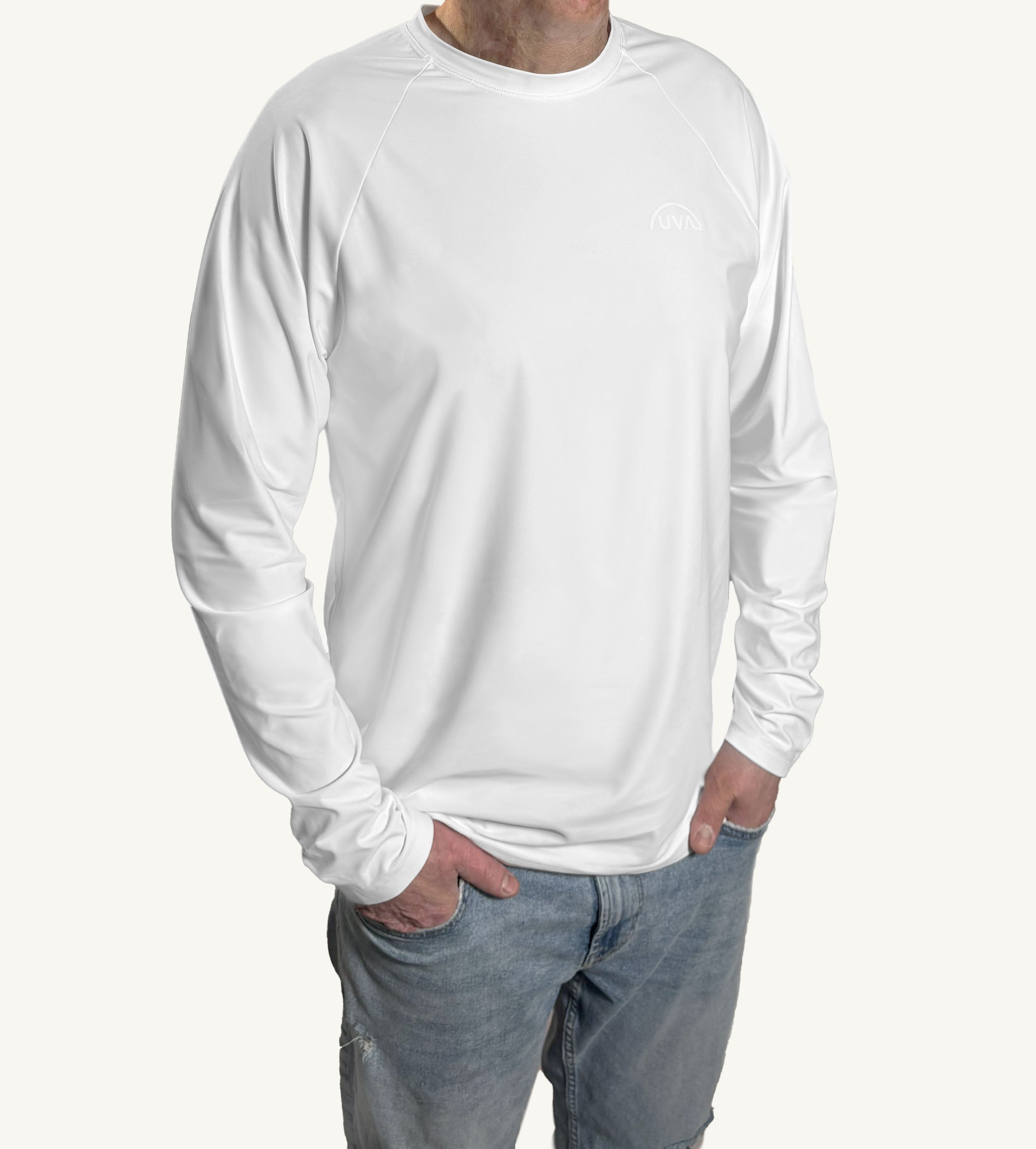 Men's/Unisex UPF50+ White Logo T-shirt